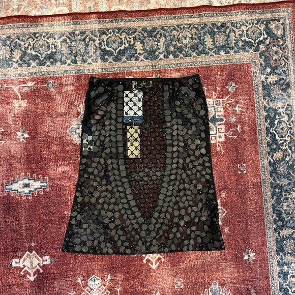 WITH TAGS Vintage Fendi Sequin & Mesh Black Midi Skirt FR 38 / IT 40 - Picture 2 of 5